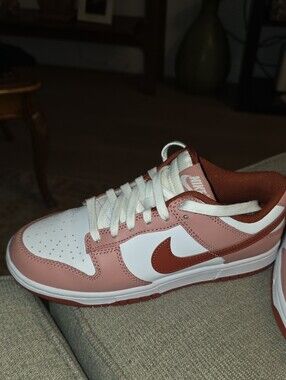 Nike Low-Top Sneakers in White and Dusty Rose/Burnt Orange